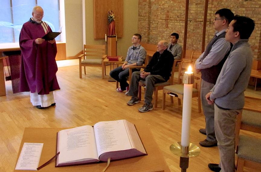 Fr. Ed installs Fraters Joseph and Vu as lectors