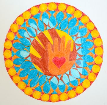 Loaves and Fish Mandala, crayon on paper, by David Schimmel