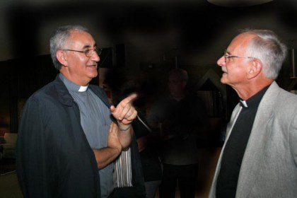 Fr. Aquilino with Fr. Dominic Peluse during the general treasurer's visit to Sacred Heart Monastery last summer.