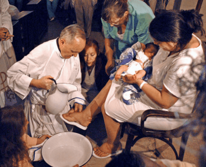 Bishop Virginio said that as cardinal of Buenos Aires Pope Francis never spent Holy Thursday at the cathedral; he always went to wash the feet of the poor. He is pictured here doing just that. The photo is from an online album published by CNN at: http://www.cnn.com/2013/03/16/world/europe/vatican-new-pope/?hpt=hp_t2