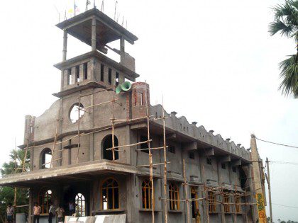The soon-to-be-completed Sacred Heart Church in Nambur, India