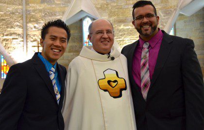 James (L) and Juan Carlos (R) with Fr. Stephen Huffstetter, provincial superior