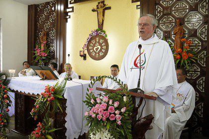 Fr. John van den Hengel speaks at the inauguration