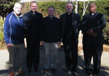 The new South African administration:  Fr. John Strittmatter, Fr. Adam Maslowski, Fr. Chris Grzelak (V-Prov.), Fr. Mark Przybys (Provincial), and Fr. Joshua Moorosi Mpiti