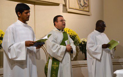Dn. Daniele Canali, an Italian student at the SCJs' International College in Rome, leads the Major Superiors, General Curia and student community in vespers. The first sessions of the Major Superiors take place Monday.