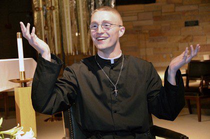 After playing the founder in a skit at the Mission Education Conference last year, Novice Justin Krenke is often called "Fr. Dehon" during his novitiate travels to  province ministries.