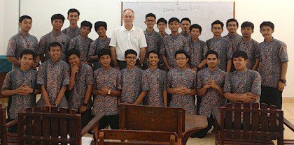 C Brown Indonesia with students