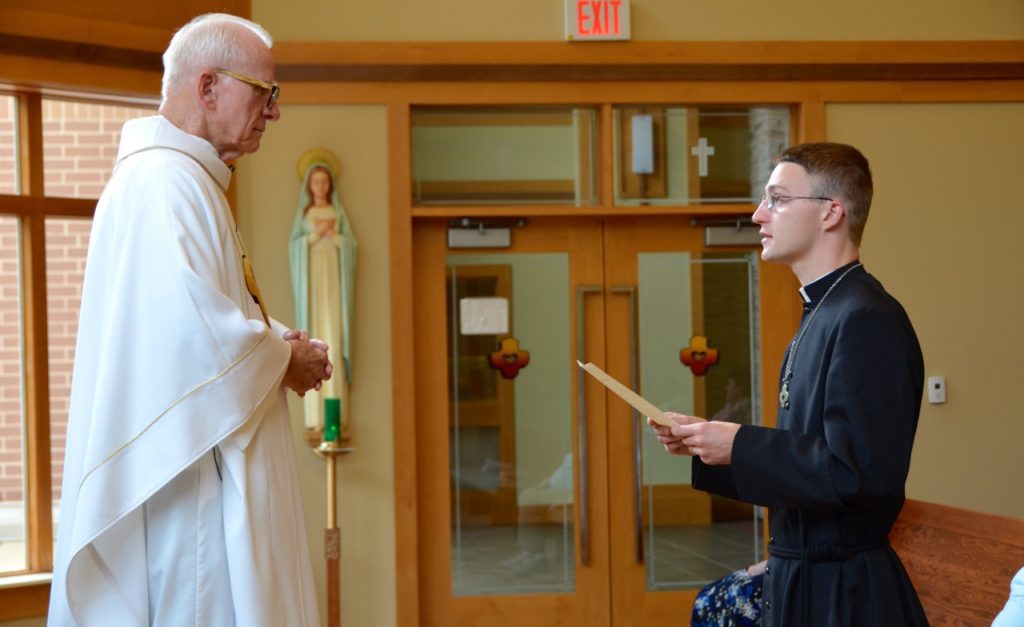 Fr. John receives Frater Justin's vow renewal