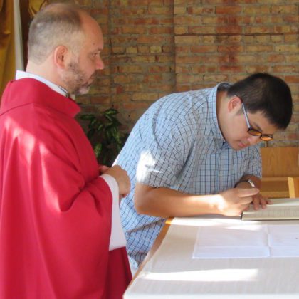 Frater Joseph signs his renewal